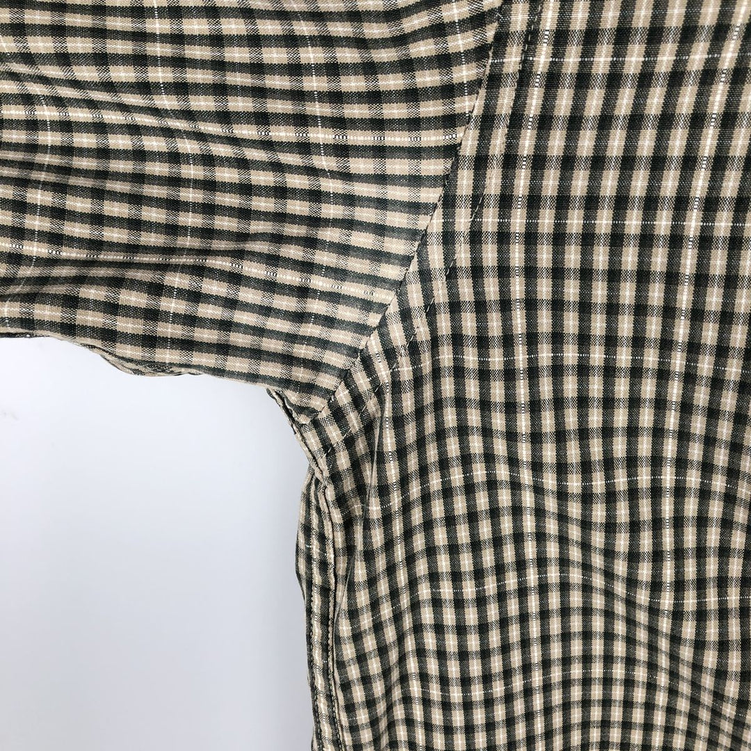 2000'S Columbia long-sleeved button-down check shirt, men's size M cotton dark green Vintage Second Hand