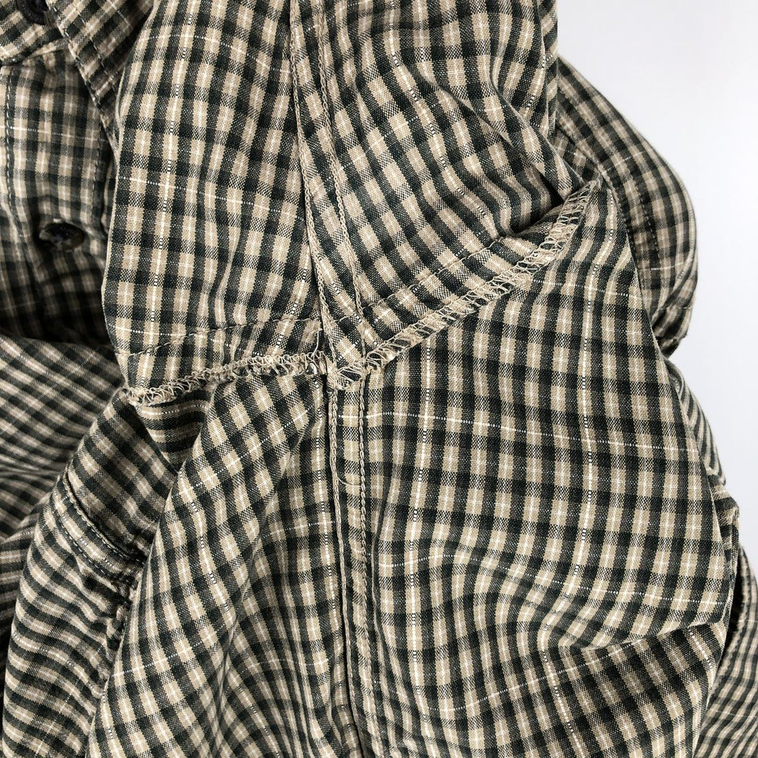 2000'S Columbia long-sleeved button-down check shirt, men's size M cotton dark green Vintage Second Hand