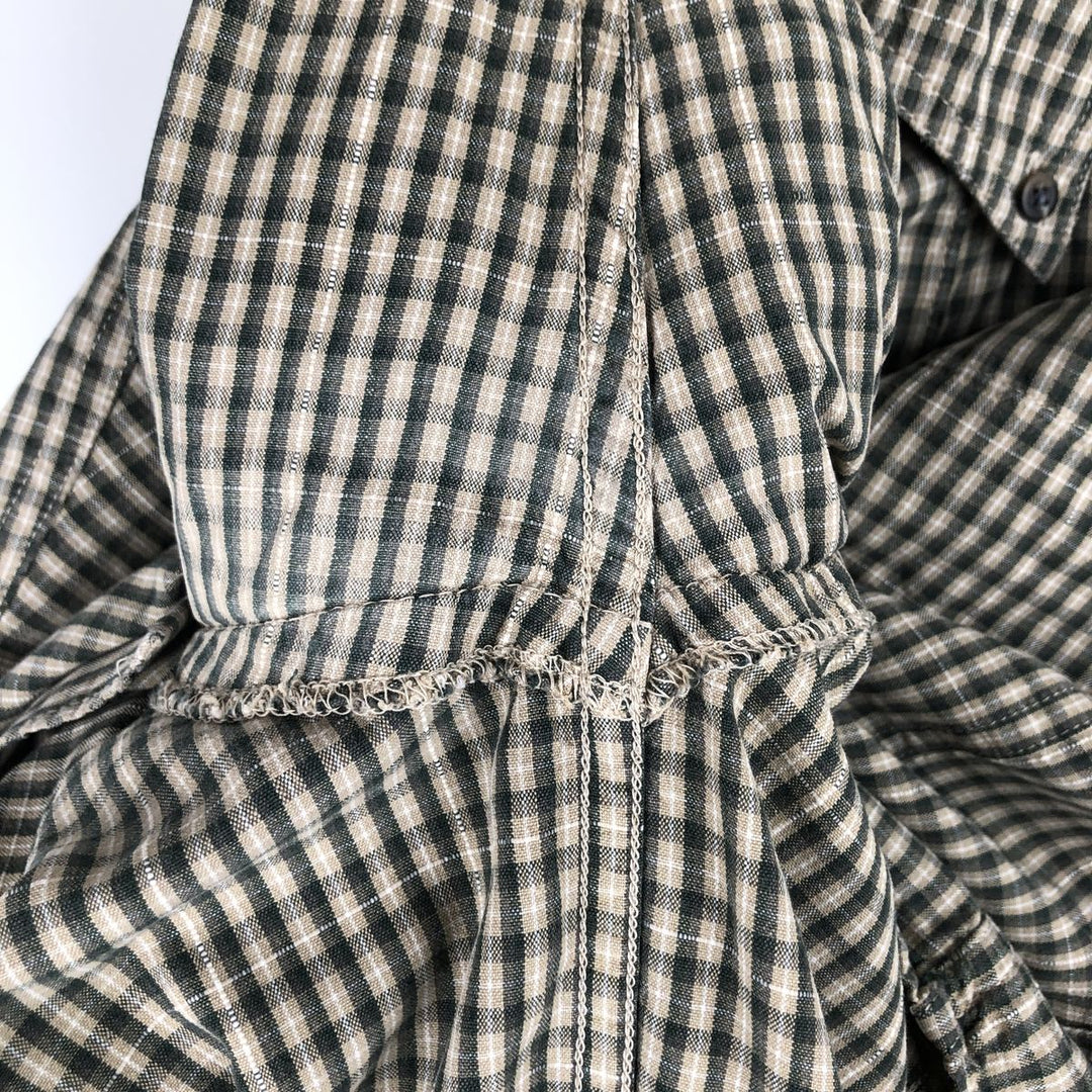 2000'S Columbia long-sleeved button-down check shirt, men's size M cotton dark green Vintage Second Hand