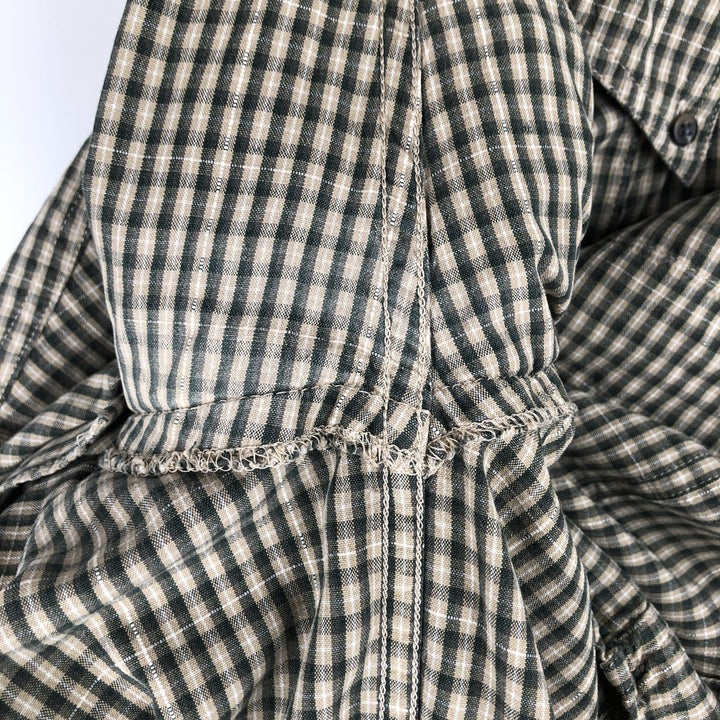 2000'S Columbia long-sleeved button-down check shirt, men's size M cotton dark green Vintage Second Hand