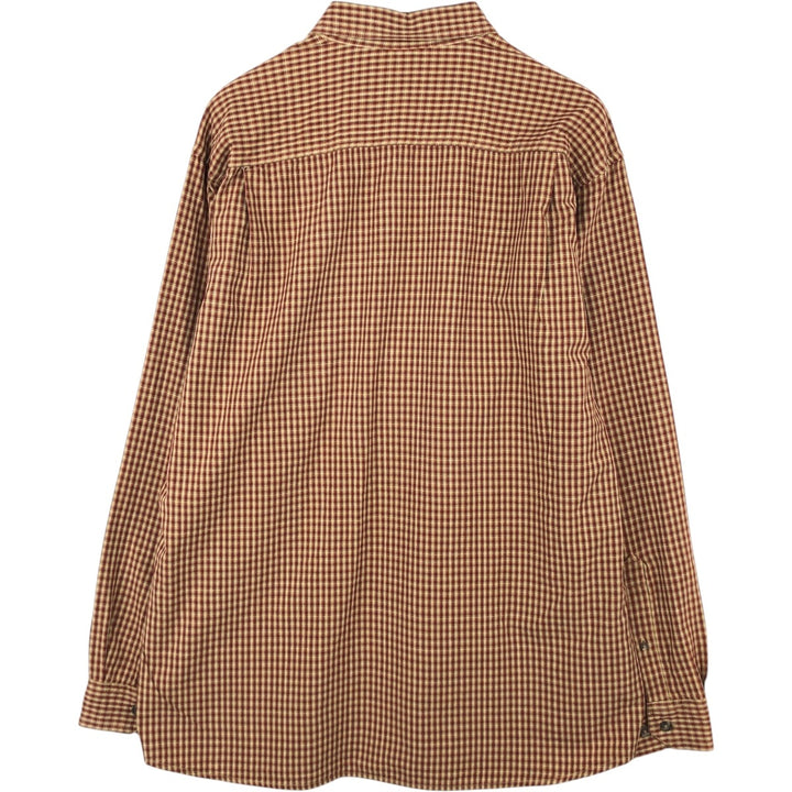 2000'S Columbia long-sleeved button-down check shirt, men's size L cotton burgundy type Vintage Second Hand