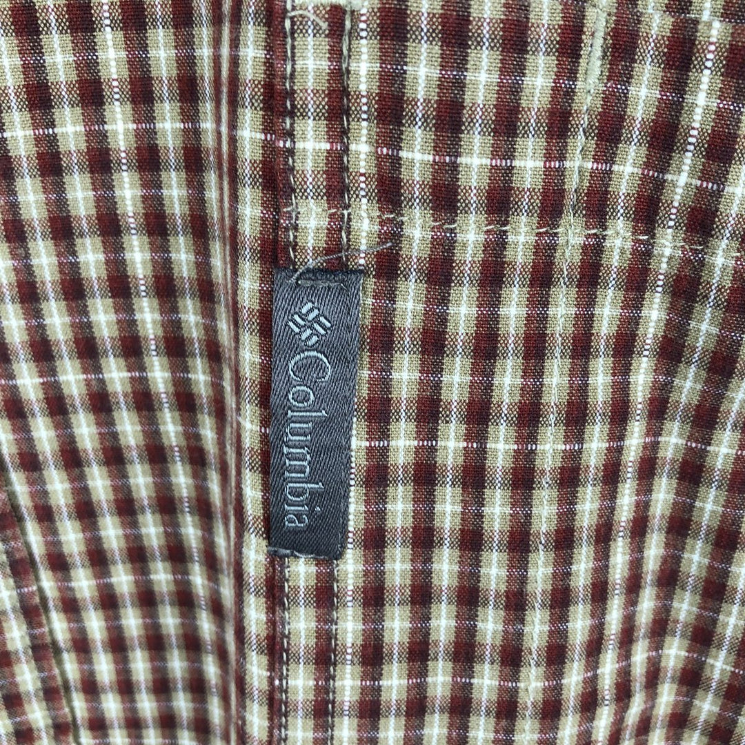 2000'S Columbia long-sleeved button-down check shirt, men's size L cotton burgundy type Vintage Second Hand