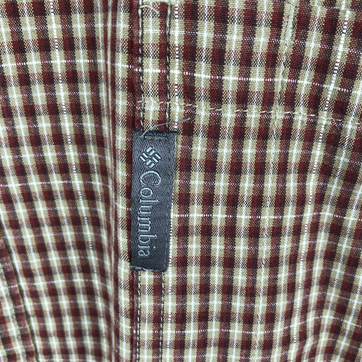 2000'S Columbia long-sleeved button-down check shirt, men's size L cotton burgundy type Vintage Second Hand