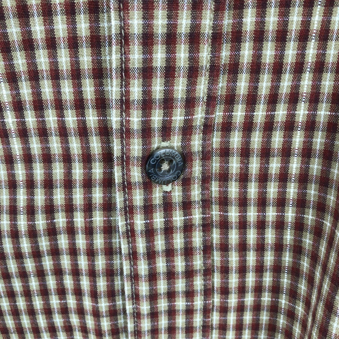 2000'S Columbia long-sleeved button-down check shirt, men's size L cotton burgundy type Vintage Second Hand