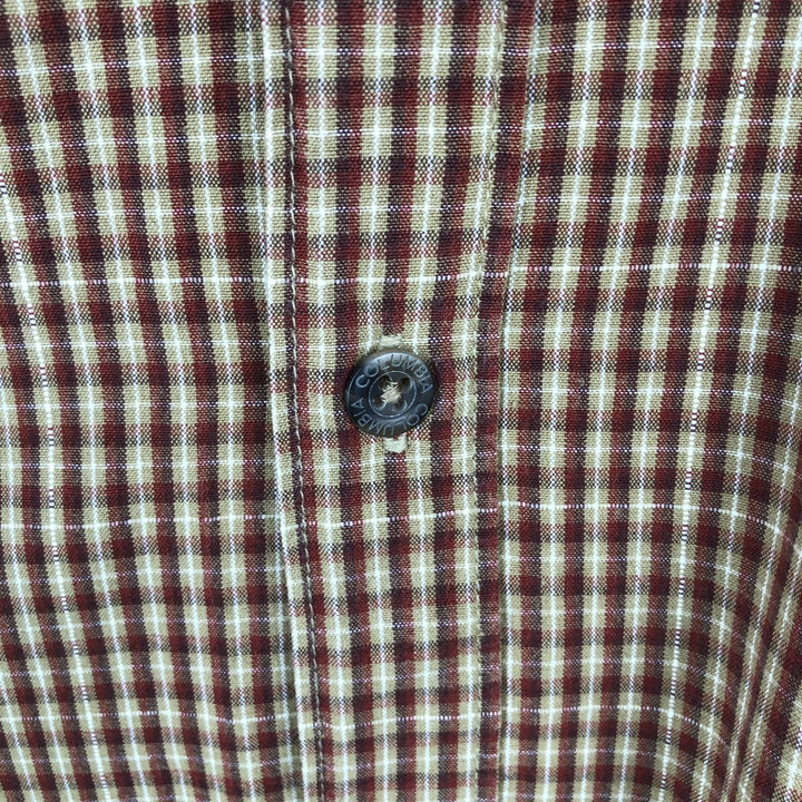 2000'S Columbia long-sleeved button-down check shirt, men's size L cotton burgundy type Vintage Second Hand