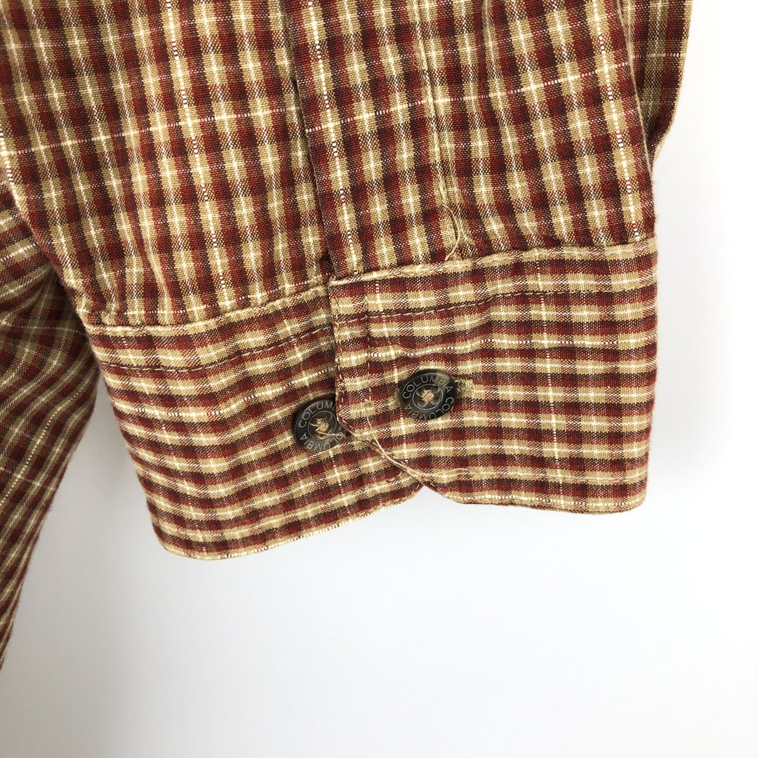 2000'S Columbia long-sleeved button-down check shirt, men's size L cotton burgundy type Vintage Second Hand
