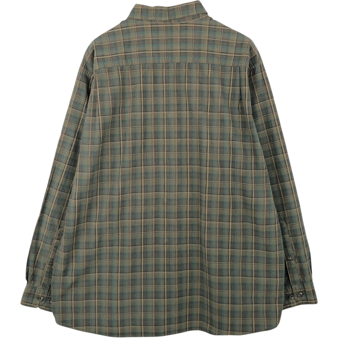 2000'S Columbia long-sleeved button-down check shirt, men's size XL cotton Khaki type Vintage Second Hand