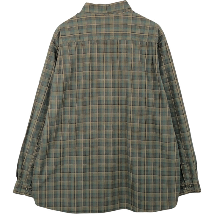 2000'S Columbia long-sleeved button-down check shirt, men's size XL cotton Khaki type Vintage Second Hand