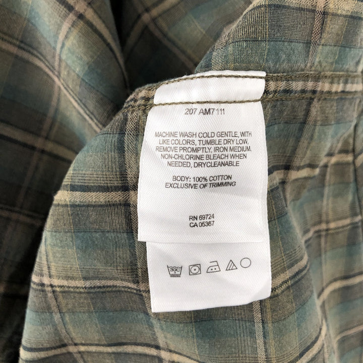 2000'S Columbia long-sleeved button-down check shirt, men's size XL cotton Khaki type Vintage Second Hand