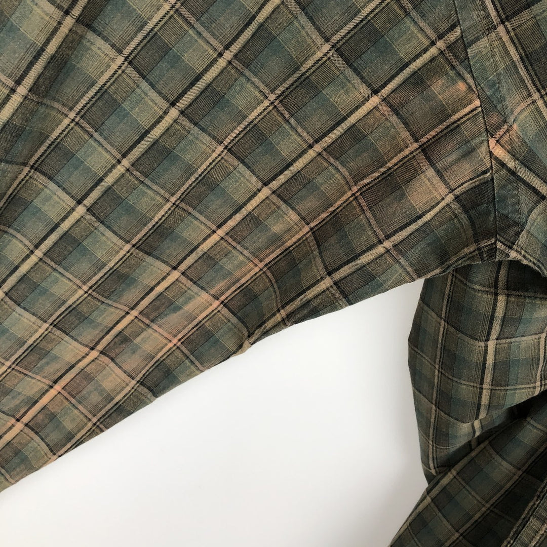 2000'S Columbia long-sleeved button-down check shirt, men's size XL cotton Khaki type Vintage Second Hand