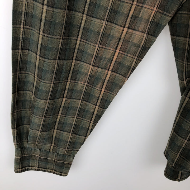 2000'S Columbia long-sleeved button-down check shirt, men's size XL cotton Khaki type Vintage Second Hand