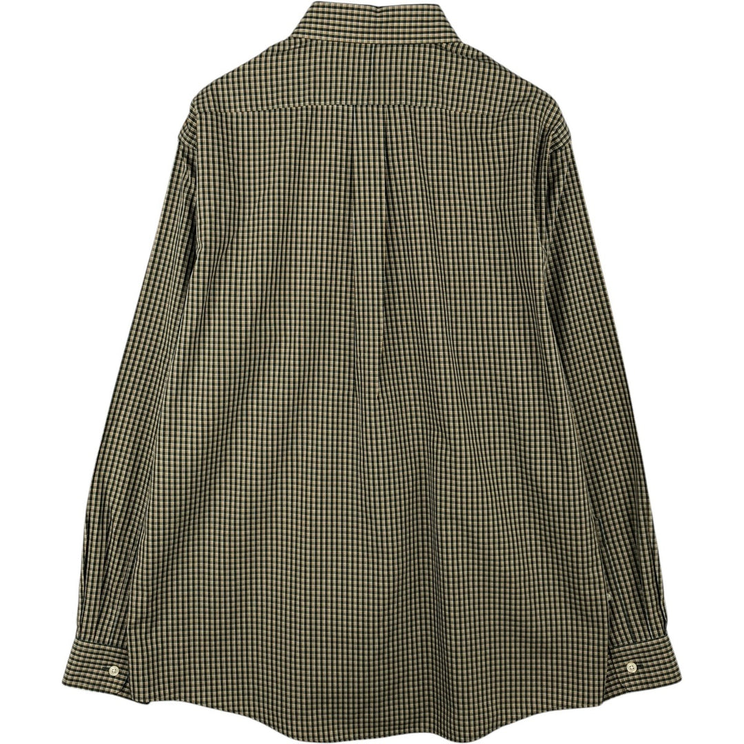 90s-00'S L.L.Bean WRINKLE RESISTANT Long-Sleeve Button-Down Check Shirt, Men's Size L (approx.) cotton Green type dark green Vintage Second Hand