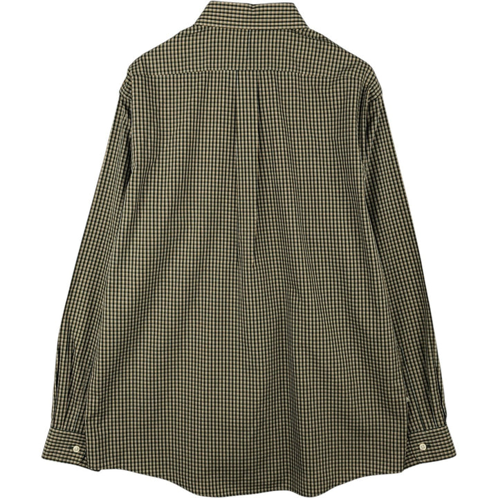 90s-00'S L.L.Bean WRINKLE RESISTANT Long-Sleeve Button-Down Check Shirt, Men's Size L (approx.) cotton Green type dark green Vintage Second Hand