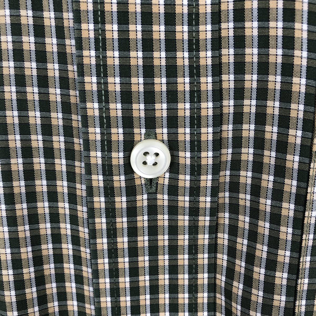 90s-00'S L.L.Bean WRINKLE RESISTANT Long-Sleeve Button-Down Check Shirt, Men's Size L (approx.) cotton Green type dark green Vintage Second Hand