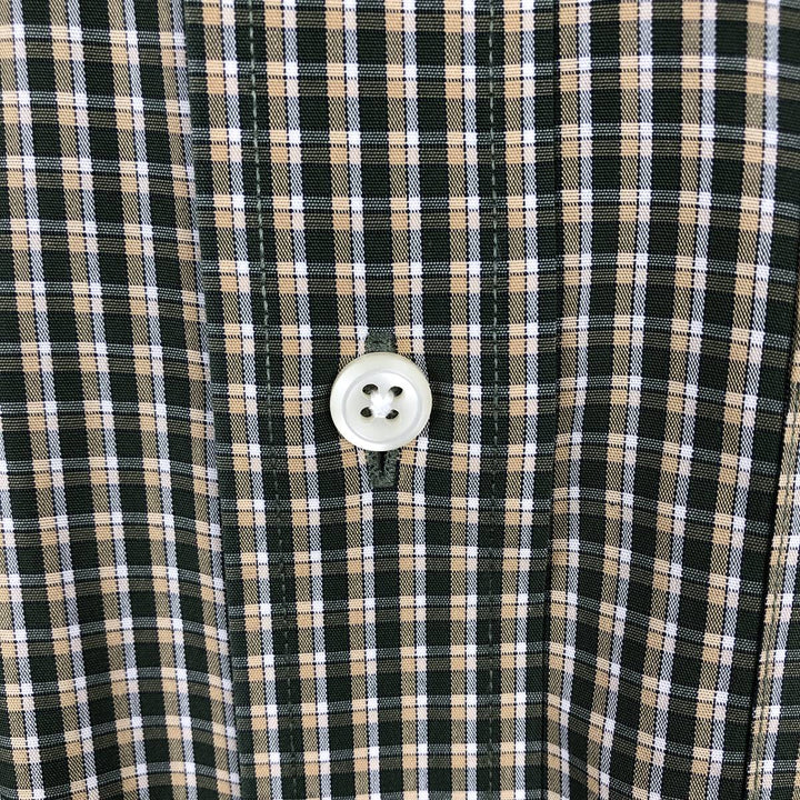 90s-00'S L.L.Bean WRINKLE RESISTANT Long-Sleeve Button-Down Check Shirt, Men's Size L (approx.) cotton Green type dark green Vintage Second Hand