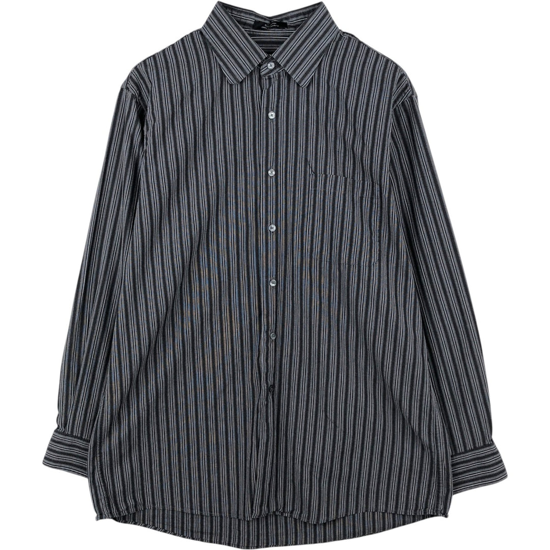 90s-00'S Calvin Klein Multi-stripe Long-Sleeve Cotton Stripe Shirt, Men's Size L (approx.) cotton gray type Vintage Second Hand