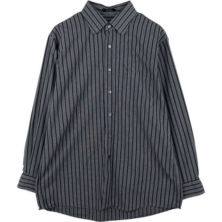 90s-00'S Calvin Klein Multi-stripe Long-Sleeve Cotton Stripe Shirt, Men's Size L (approx.) cotton gray type Vintage Second Hand