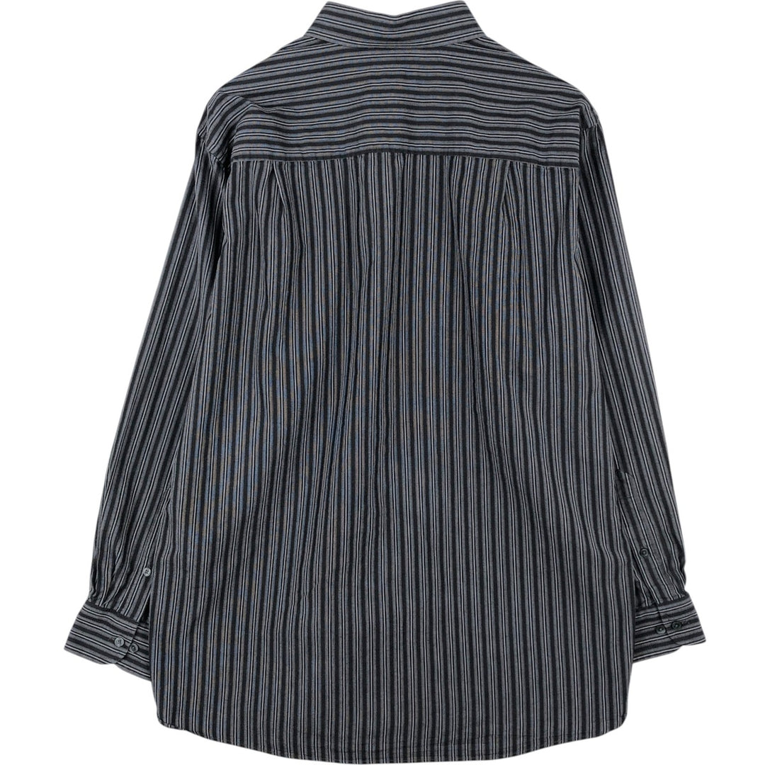 90s-00'S Calvin Klein Multi-stripe Long-Sleeve Cotton Stripe Shirt, Men's Size L (approx.) cotton gray type Vintage Second Hand