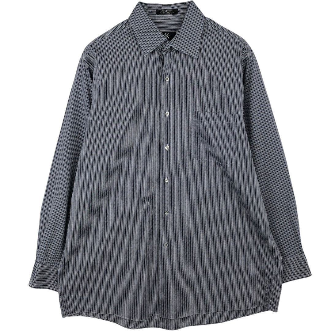 Vintage 90s-00'S Calvin Klein multi-stripe long-sleeved cotton striped shirt, men's size L cotton gray type Vintage Second Hand