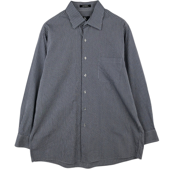 Vintage 90s-00'S Calvin Klein multi-stripe long-sleeved cotton striped shirt, men's size L cotton gray type Vintage Second Hand