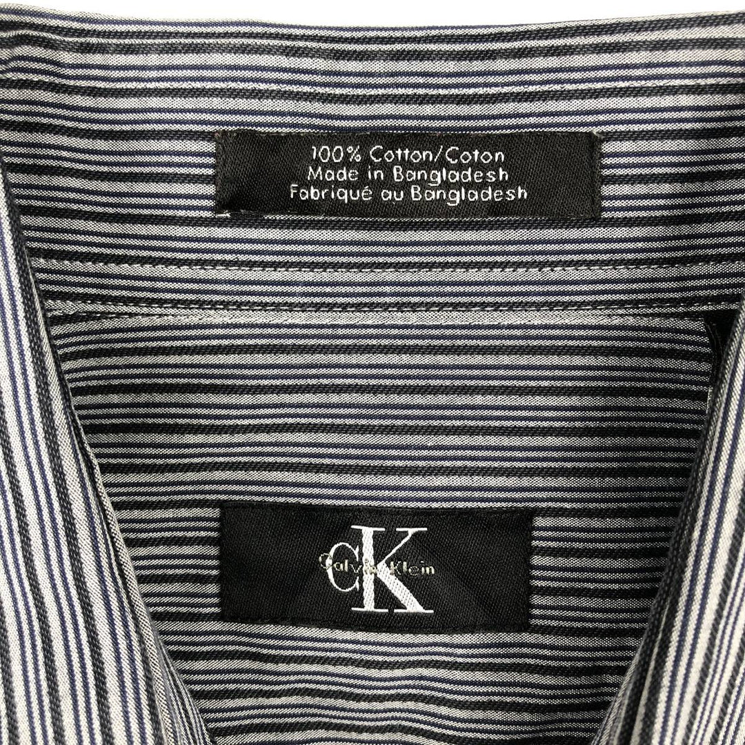 Vintage 90s-00'S Calvin Klein multi-stripe long-sleeved cotton striped shirt, men's size L cotton gray type Vintage Second Hand