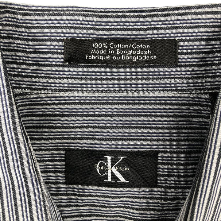 Vintage 90s-00'S Calvin Klein multi-stripe long-sleeved cotton striped shirt, men's size L cotton gray type Vintage Second Hand
