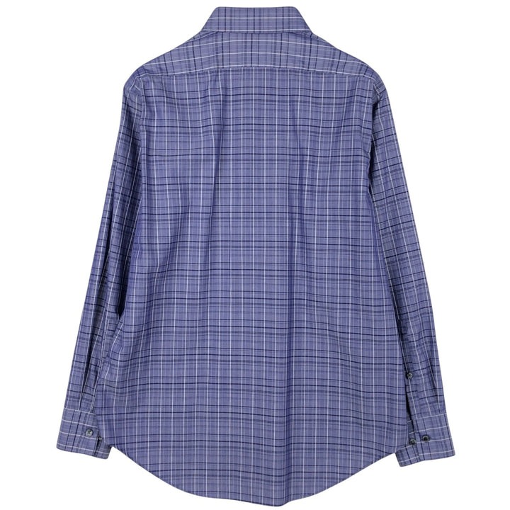90s-00'S Calvin Klein Slim Fit equivalent wide collar long-sleeved cotton check shirt men's L cotton Indigo Vintage Second Hand