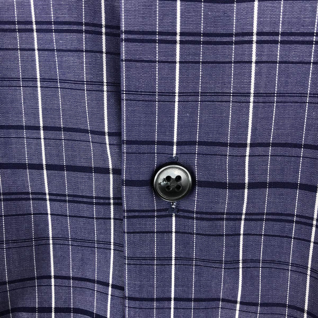 90s-00'S Calvin Klein Slim Fit equivalent wide collar long-sleeved cotton check shirt men's L cotton Indigo Vintage Second Hand