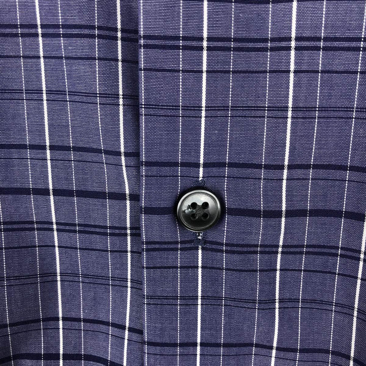 90s-00'S Calvin Klein Slim Fit equivalent wide collar long-sleeved cotton check shirt men's L cotton Indigo Vintage Second Hand