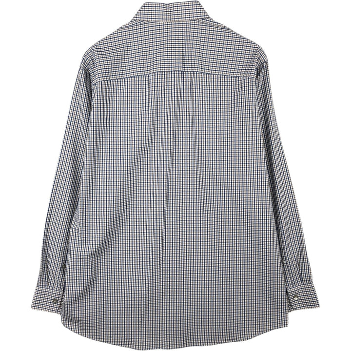 90s-00'S Calvin Klein Regular Fit Long-Sleeve Cotton Check Shirt, Men's Size M (approx.) cotton Navy blue Vintage Second Hand