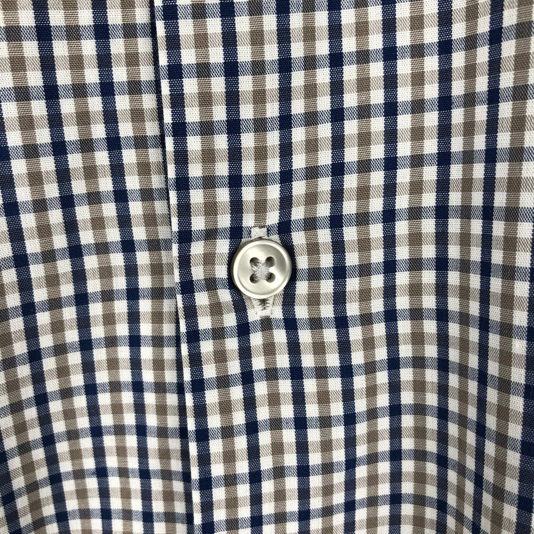 90s-00'S Calvin Klein Regular Fit Long-Sleeve Cotton Check Shirt, Men's Size M (approx.) cotton Navy blue Vintage Second Hand