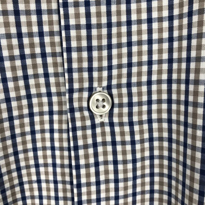 90s-00'S Calvin Klein Regular Fit Long-Sleeve Cotton Check Shirt, Men's Size M (approx.) cotton Navy blue Vintage Second Hand