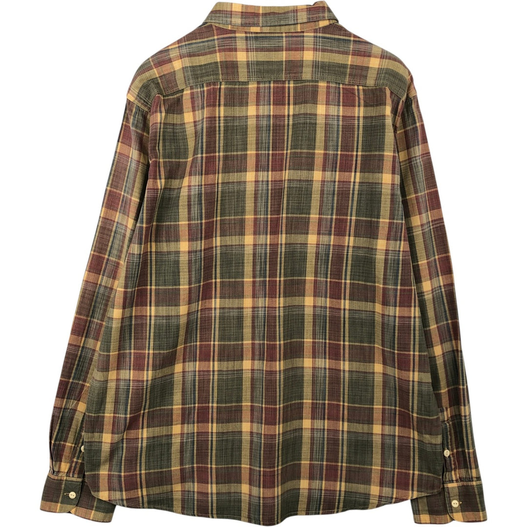 Levi's Standard Fit Long-Sleeve Cotton Check Shirt, Men's Size XXL (approx.) cotton Khaki type Vintage Second Hand