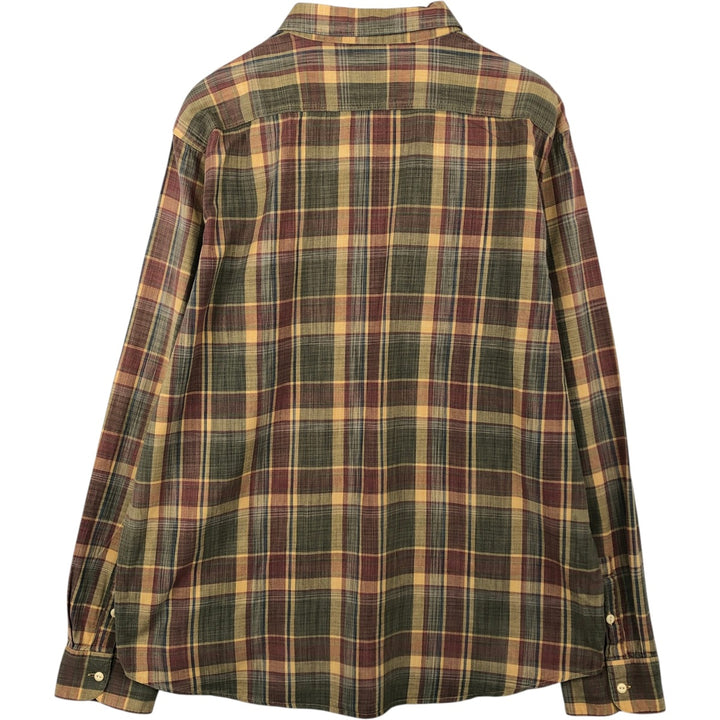 Levi's Standard Fit Long-Sleeve Cotton Check Shirt, Men's Size XXL (approx.) cotton Khaki type Vintage Second Hand