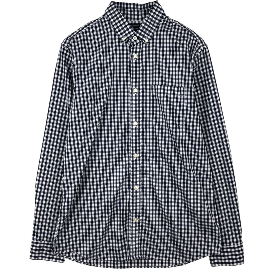 GAP Gingham Check Long-Sleeve Button-Down Check Shirt, Men's Size M (approx.) cotton navy blue type Vintage Second Hand