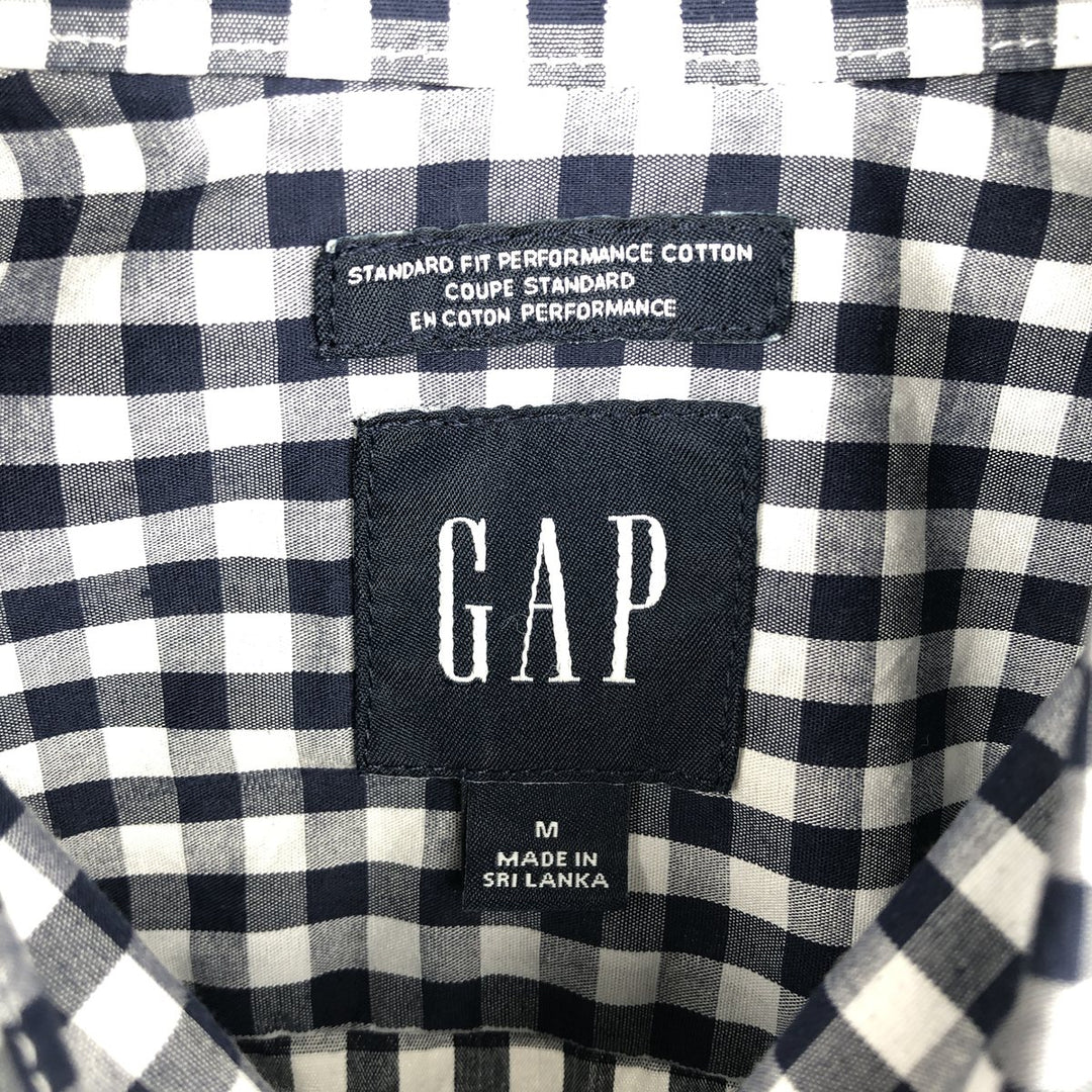 GAP Gingham Check Long-Sleeve Button-Down Check Shirt, Men's Size M (approx.) cotton navy blue type Vintage Second Hand