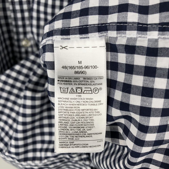 GAP Gingham Check Long-Sleeve Button-Down Check Shirt, Men's Size M (approx.) cotton navy blue type Vintage Second Hand