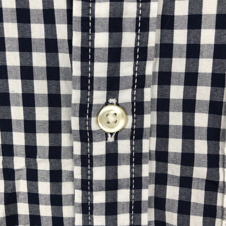 GAP Gingham Check Long-Sleeve Button-Down Check Shirt, Men's Size M (approx.) cotton navy blue type Vintage Second Hand