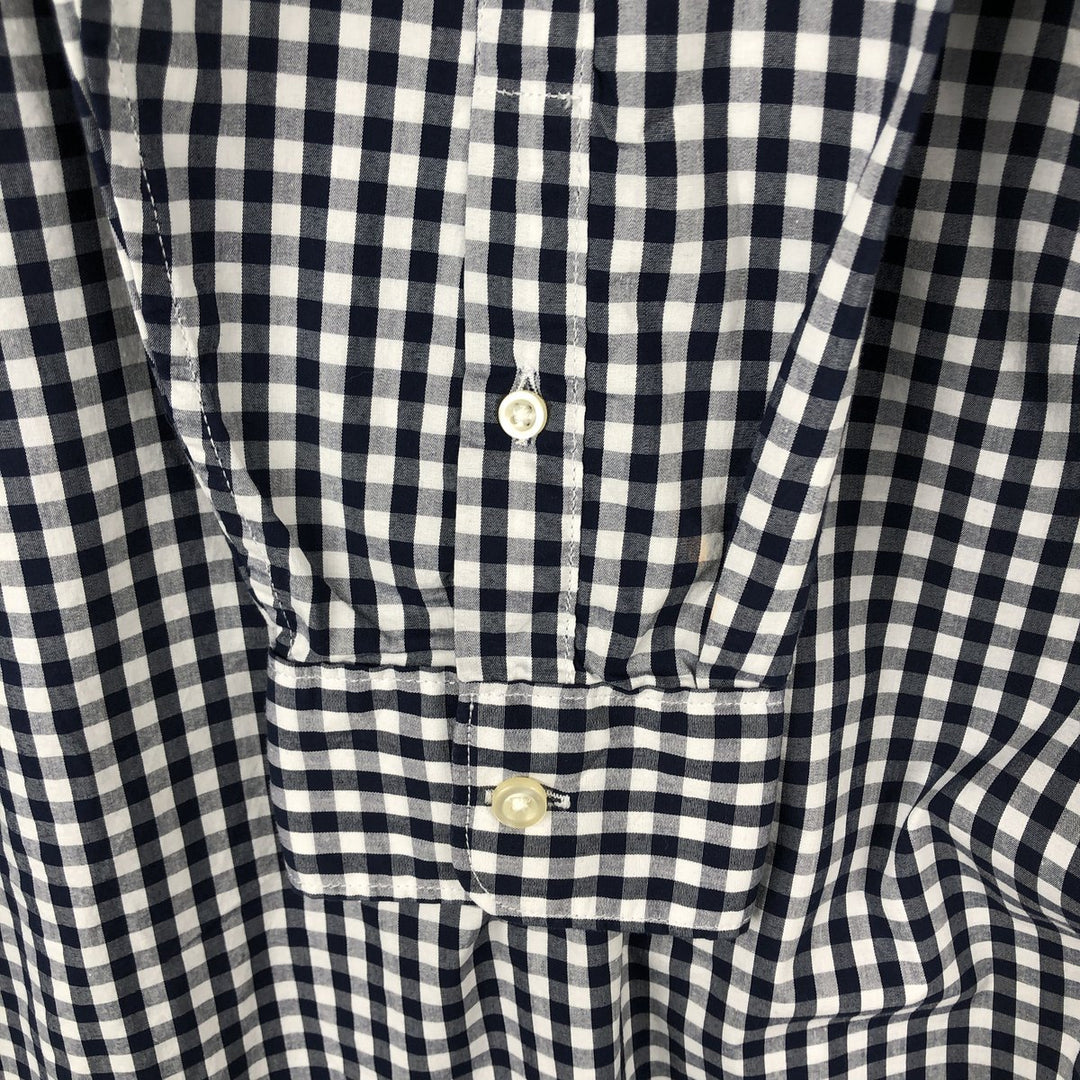 GAP Gingham Check Long-Sleeve Button-Down Check Shirt, Men's Size M (approx.) cotton navy blue type Vintage Second Hand
