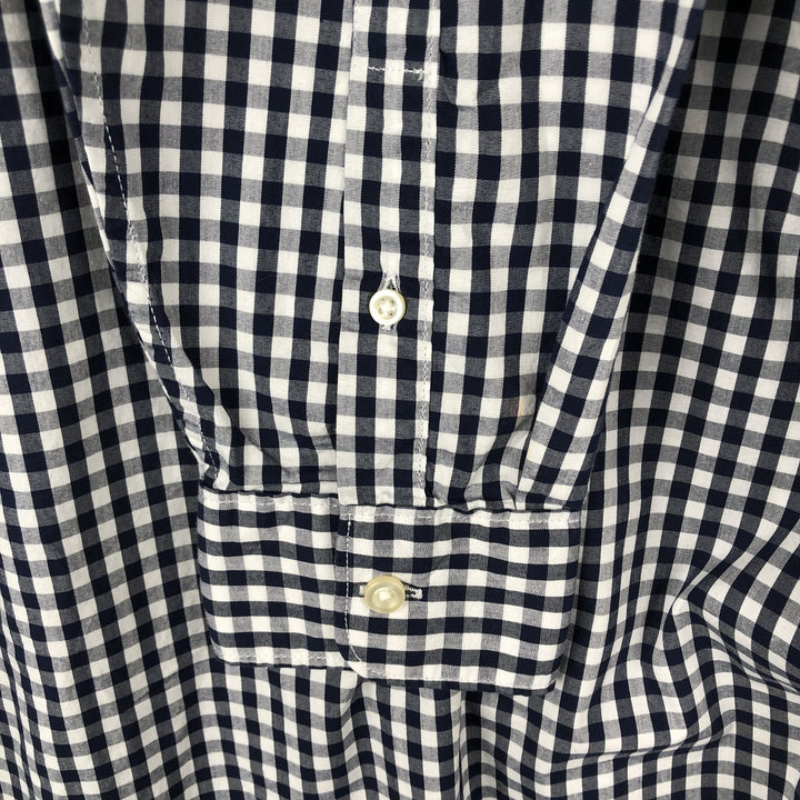 GAP Gingham Check Long-Sleeve Button-Down Check Shirt, Men's Size M (approx.) cotton navy blue type Vintage Second Hand