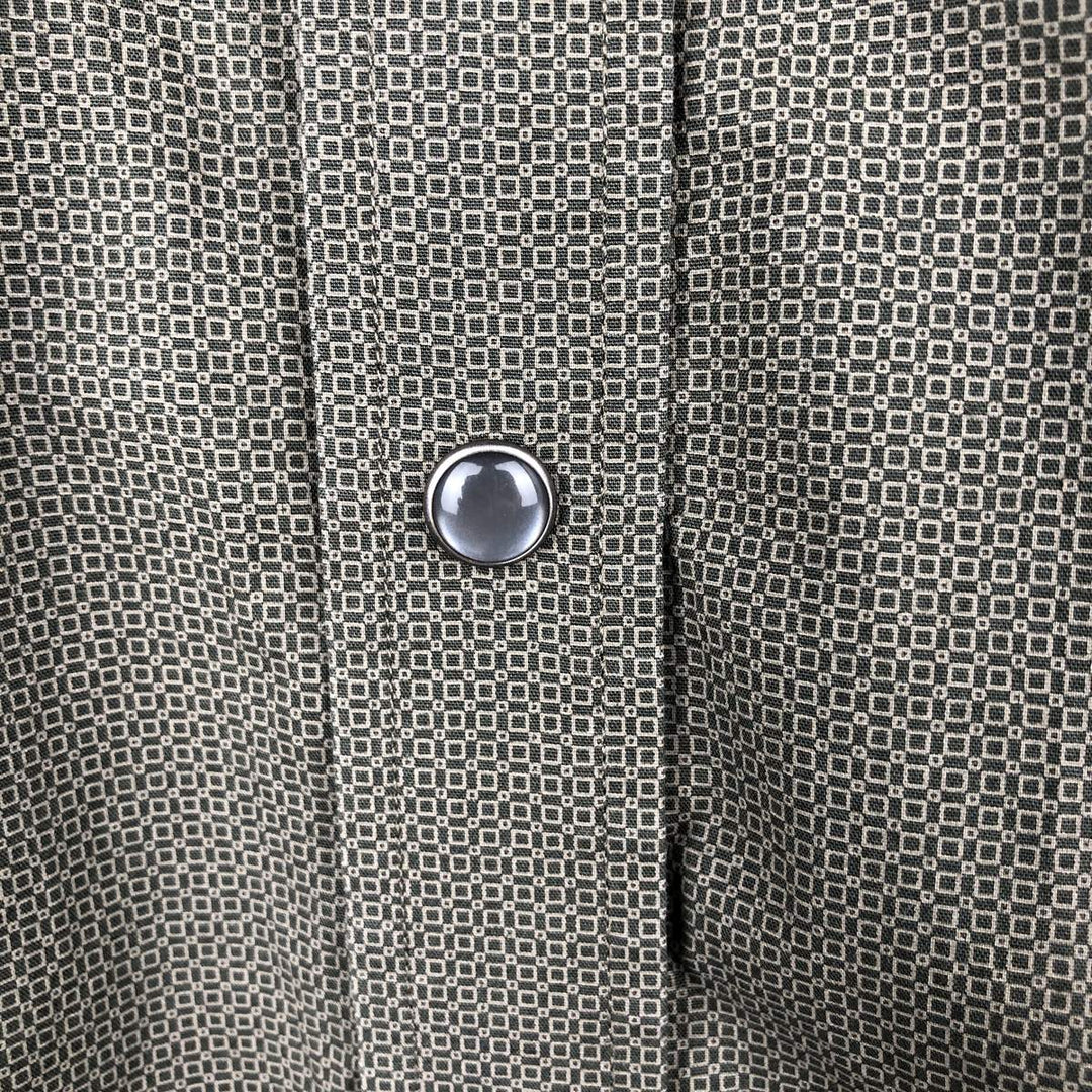 Banana Republic Slim Fit All-Over Print Long-Sleeve Western Shirt (Men's Size L) cotton Khaki type Vintage Second Hand