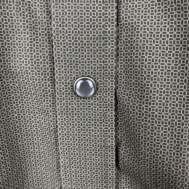 Banana Republic Slim Fit All-Over Print Long-Sleeve Western Shirt (Men's Size L) cotton Khaki type Vintage Second Hand