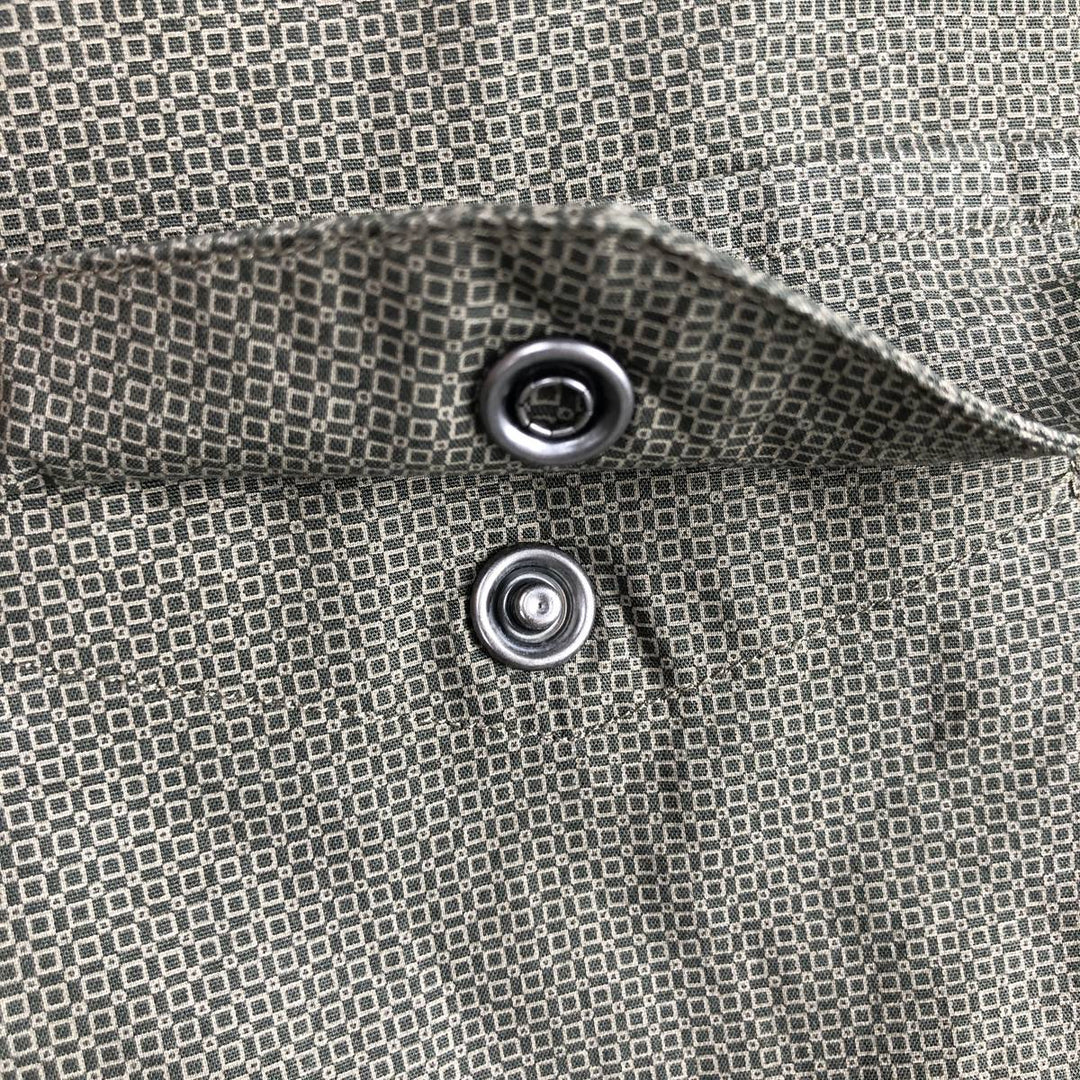 Banana Republic Slim Fit All-Over Print Long-Sleeve Western Shirt (Men's Size L) cotton Khaki type Vintage Second Hand