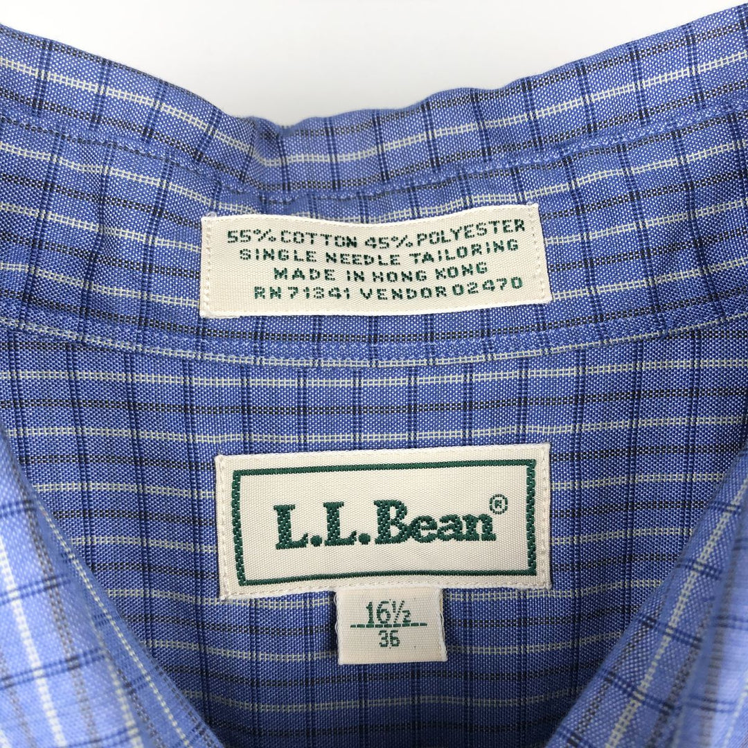 Vintage LLBean long-sleeved button-down check shirt from the 1990s, men's size L. cotton blue type Vintage Second Hand