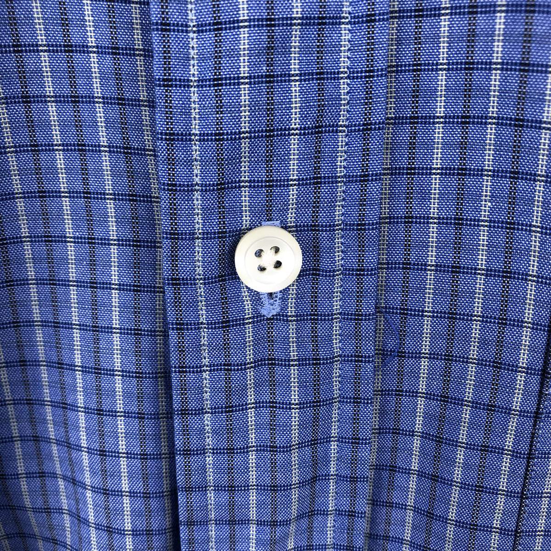 Vintage LLBean long-sleeved button-down check shirt from the 1990s, men's size L. cotton blue type Vintage Second Hand