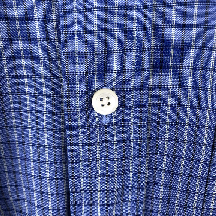 Vintage LLBean long-sleeved button-down check shirt from the 1990s, men's size L. cotton blue type Vintage Second Hand
