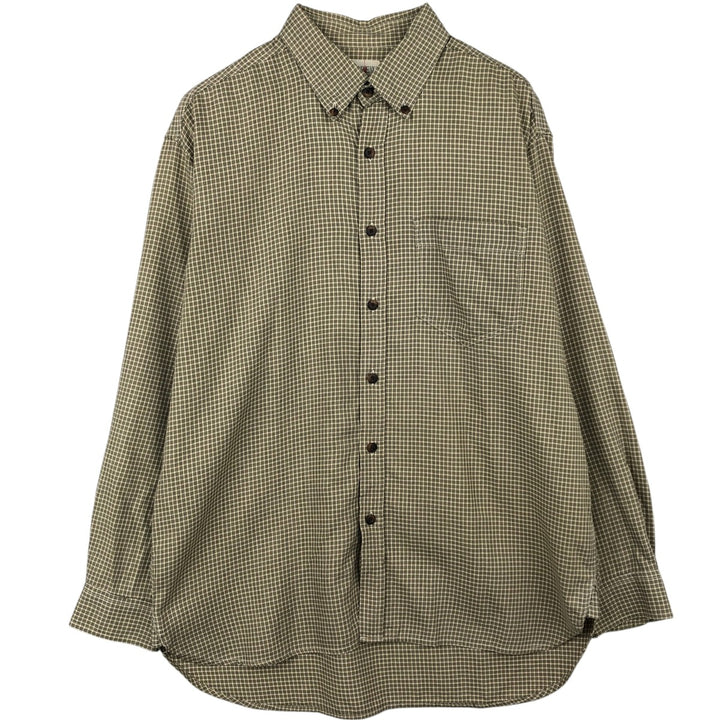 90'S J.Crew all-over print long-sleeved button-down shirt, men's size M equivalent, vintage. cotton Khaki type Vintage Second Hand