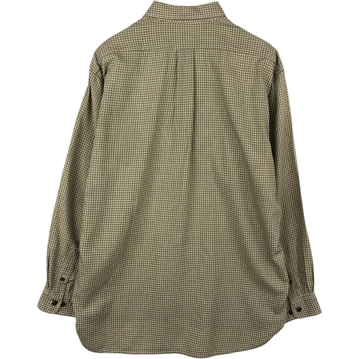 90'S J.Crew all-over print long-sleeved button-down shirt, men's size M equivalent, vintage. cotton Khaki type Vintage Second Hand