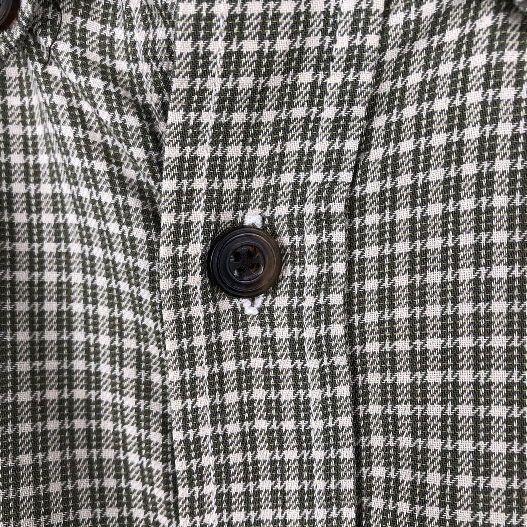 90'S J.Crew all-over print long-sleeved button-down shirt, men's size M equivalent, vintage. cotton Khaki type Vintage Second Hand