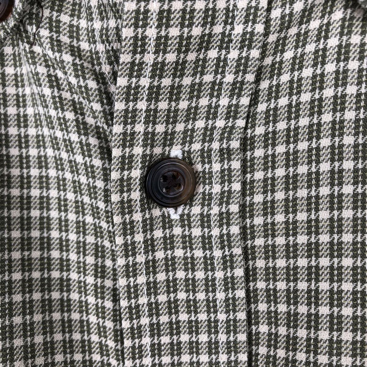 90'S J.Crew all-over print long-sleeved button-down shirt, men's size M equivalent, vintage. cotton Khaki type Vintage Second Hand